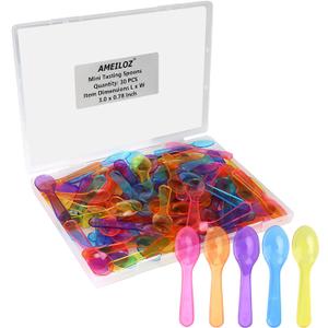 3 Inch Tiny Mini Tasting Spoons Colored Disposables Small Taster Spoon, Mini Sampling Spoon for Desserts Pudding Jello Shots Ice Cream (1 Pack of 30 PCS)