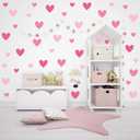 170 Pcs Self-Adhesive Cartoon Pink Heart Vinyl Wall Stickers | 10 Sheets Waterproof 5-Sizes Heart Removable Decals for Nursery, Wedding, Kid's Room, Bedroom Decor (Style C)