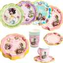 Alice and Wonderland Paper Plates and Cups Paper Saucers Mad Hatter Tea Party Alice Party Decorations Decor Baby Shower Birthday Favor Supplies