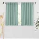RYB HOME Blackout Curtains for Bathroom - Thermal Insulated Light Block Small Window Curtains, Back Tab Top Coastal Drape for Kitchen Kids Bedroom Home Office, Wide 42 x Long 45 inches, Aqua, 2 Panels