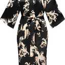 Women's Floral/Patterned Silky Kimono Robes Long Satin Bathrobes Sleepwear Loungewear, Large
