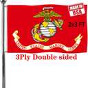 Jayus Double Sided US Marine Corps Military Flags 2x3 FT Outdoor - Vivid Colors 220D Marine Corps Flag Banner with 2 Grommets (Polyester)