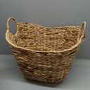 Household Essentials ML-4002 Tall Water Hyacinth Wicker Basket with Handles | Natural, Brown, Natural
