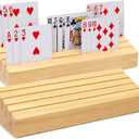 Card Holders for Playing Cards Set of 2, Pine Solid Wooden Playing Card Holders for Adults Seniors Kids 9.84 X 3.15 X 2.25 Inch, Uno/ Canasta/ Bridge/ Hand and Foot Card Holder