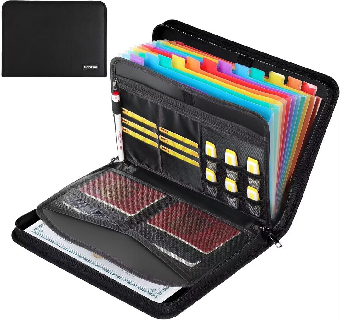 Hontom Accordion File Organizer,13 Pockets Fireproof Document Organizer with Multicolored Pockets, Business Safe Storage Folder Zipper for Documents and F61NCYXEFF02V