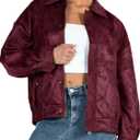 Tankaneo Womens Oversized Leather Jackets Trendy Zip up Bomber Motorcycle Coat 2025 Going out Outfits