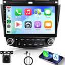 for Honda Accord 2003-2007 Android Car Radio Stereo 10.1 inch Capacitive HD Touch Screen with Wireless carplay&Android Auto GPS Navigation WiFi Bluetooth USB FM Car Audio SWC 2G+32G