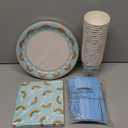 Blue Panda 144 PCS Rainbow Party Disposable Dinnerware Set - Plate, Cups, Napkins