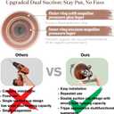 2 x T-Bar Suction Cup Hooks for Shower - Suction Cup Wreath Hanger for Front Door, Reusable, Multifunctional Hooks for Bathroom Window Door Glass Kitchen (Walnut, 2-Pack)