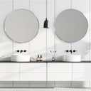 Round Mirror 30 inch Silver, Circle Mirror, Brushed Nickel, Chrome