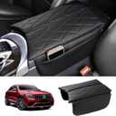 Karltys Center Console Cover for 2015-2021 Mercedes Benz C Class C300 W205 /2016-2022 GLC Class /2019-2024 EQC, Anti-Scratch Leather Waterproof Armrest Console Cover with Storage Pockets (Black)