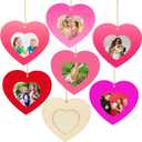 BreezeHug 36 Sets Heart Crafts DIY Picture Frames Kit Unfinished Wooden Photo Frame Ornament with Rope Mother's Day Party Decoration Art Gift for Classroom Exchange Home Favor Valentines Supplies
