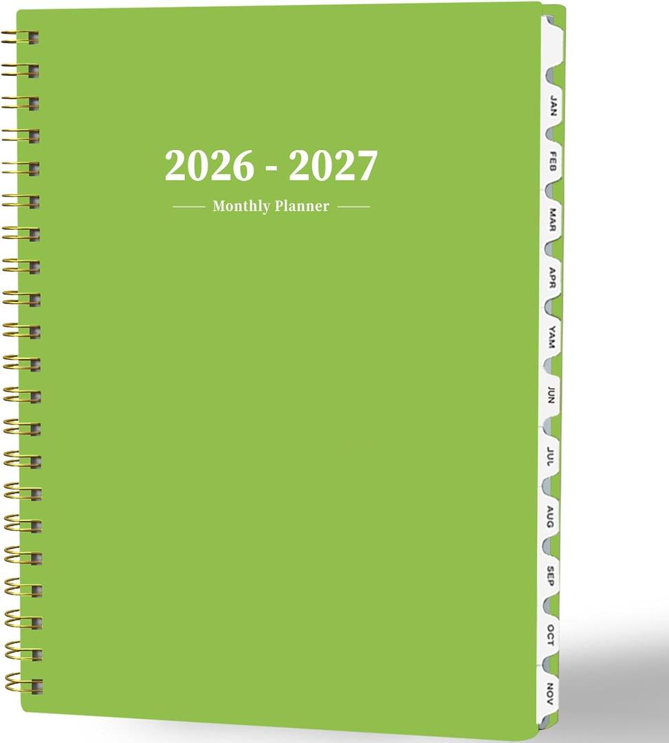 2 x Ymumuda 2026 Planner-2 Year Monthly Planner 2026-2027, JAN.2026 - DEC.2027, 8.5" x 11", 26-27 Monthly Calendar,Large Planner with Spiral Bound, 24 Months Perfect for School OfficeSchedule (H-Grass Green)