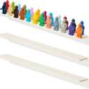 Tapeera 3-Pack Minifigure Display Case Holds Up To 72 Figures - Acrylic Floating Shelf Display With Brick Building Baseplates - Wall Mount Minifig Organizer (White Baseplates)
