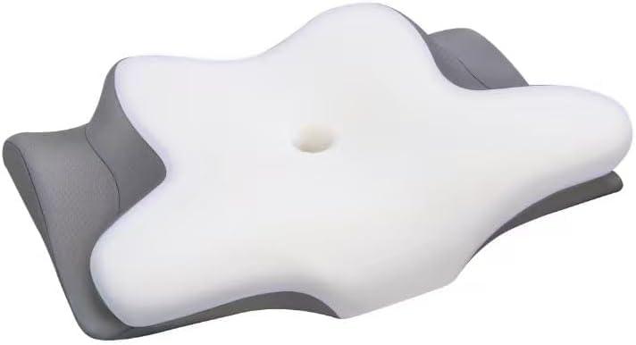PAYHUIN Cervical Neck Pillow, Memory Foam Pillows for Neck and Shoulder Pain Relief, 2 Heights Ergonomic Pillow with Breathable Ice Silk Cover, Neck Support Pillow for Stomach Sleepers White