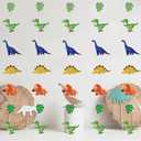 2 x Colorful Dinosaur Hanging Paper Decoration (4 Strings X 8.2ft), Dino with Leaves Paper Garland Party Streamers, Wildlife Animal Hanging for Kids Bedroom Decor Dinosaur Birthday Party Supplies