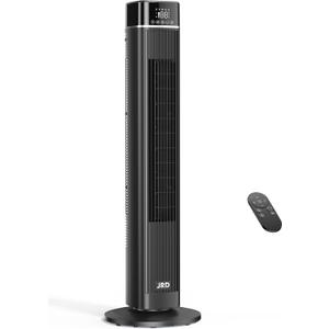 JRD Tower Fan, 90 Oscillating Fans with Remote, 40'' Quiet Cooling Fan with 3 Speeds,4 Modes,12H Timer, LED Display, 27ft/s Velocity, Bladeless Standing Fan Floor Fan for Bedroom Home Office Indoor (Black)