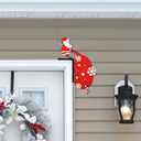 Bucherry 2025 Christmas Door Topper Funny Santa Front Top Door Corner Frame Sign Decor Home Wooden Christmas Cabinet Knob Covers Party Ornament Props Gift for Wall Window DIY