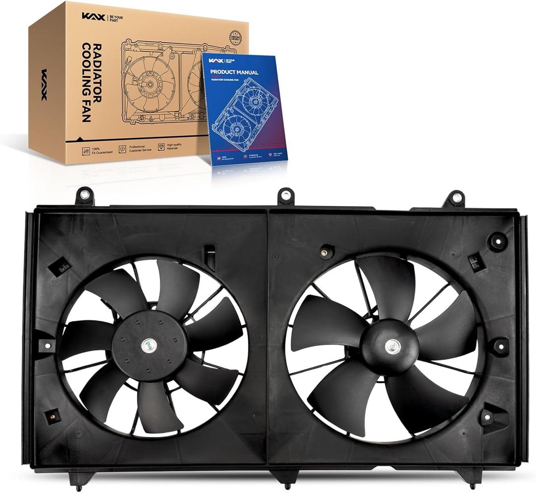 KAX Engine Radiator Cooling Fan, Compatible with 2003-2007 Accord 2.4L, Replace # 620225, 19015RAAA01, 19030RAAA01, 38616RAAA01, 38611RAAA01, 19020PND003