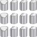UXCELL 12pcs Aluminized Plastic Disc Top Caps, 20/410 Replacement Press Caps, Durable Dispensing Lids for Squeeze Bottles, Refillable Bottles, Silver White