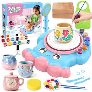 Aujazyble Pottery Wheel for Kids, Complete Pottery DIY Art & Craft Kit Toy, Arts and Crafts for Kids Ages 8-12, Girls Boy Toys Birthday Halloween Christmas Gift for Kid Ages 6-12 Yrs Old+, Blue