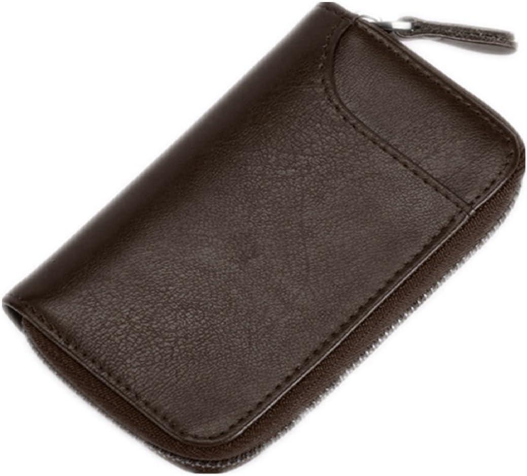 BAKUN Large Zipper Leather Car Key Case, Key Holder Key Organizer Wallet, With 16 Hooks(Brown)