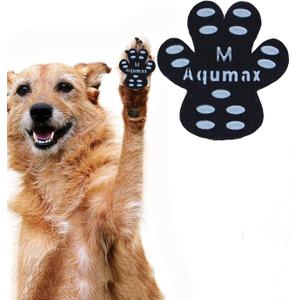 Aqumax Dog Anti Slip Paw Grips Traction Pads, Dog Feet Stickers with Stronger Self-Adhesive Paw Pad Provide Traction for Senior, Injured Dogs, 12 Sets (48 pcs) M Black