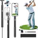 Golf Monopod Stick, Golf Swing Phone Holder, 46" Magnetic Aluminum Alloy Selfie Stick w/Spike Stake Mount, Compatible w/iPhone Camera Magsafe, Adjustable Heigh Tripod, Golf Training Aid