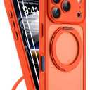 Magnetic for iPhone 17 Pro Max Case 2 x Screen Protector Compatible with MagSafe Translucent Matte Military Grade 17FT Drop Shockproof Full Camera Protection 360 Spin Stand Phone Cover Orange