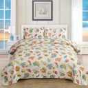 CHESITY Beach Quilts Set Full/Queen Size Ocean Bedspread Lightweight Coastal Quilt Reversible Bedding Cover Nautical Coverlet Set Seashell Conch Beach Comforter Cover Conch Sheet(90"x90") (Queen/Full, Yellow)