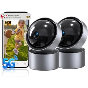 2K Indoor Cameras for Home Security, 2 Packs 5G&2.4G Security Camera Indoor with 360Pan/Tilt, Night Vision, Motion Tracking, Al Recognition, Smart Alarm, 24/7 Recording for Pet/Dog/Baby Monitor