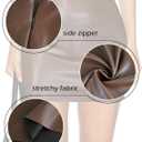 VividMosaic Women's Y2K Black Leather Mini Skirt High Waisted Side Zipper Stretchy Faux PU Bodycon Short Skirts (Brown, L)