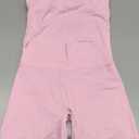 OMKAGI 2 Piece Workout Sets for Women Halter Sports Bra Tank Gym Biker Shorts Outfits (X-Small, Light Pink)