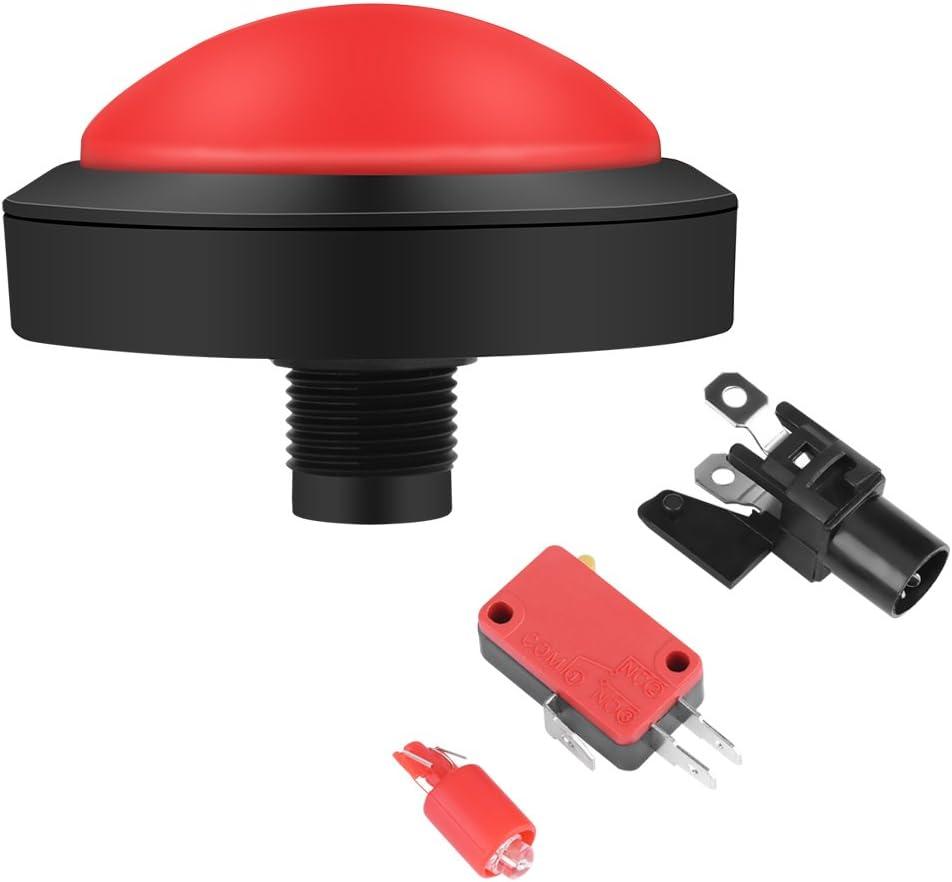 Button,100mm Massive Button with LED Convexity Console Replacement(100# Red + Three Foot Switch + LED Light)