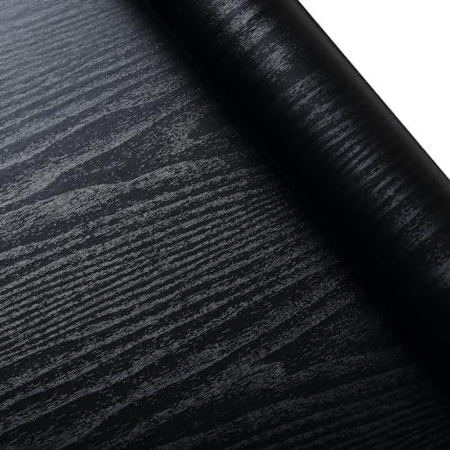 Black Silk Peel and Stick Wallpaper - Embossed Self Adhesive Removable Kitchen Cabinet Furniture Countertop Paper - Textured (17.7" x 590")