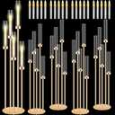 Tandefio 4 Sets Acrylic Candelabra Centerpieces 42.5" Tall Clear Candle Holders Pillar Taper Candlestick with Lampshades 5 Arm Floor Candelabra Stand for Wedding Christmas Ceremony Dinner Party