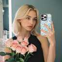 ChiCsFleur for iPhone 16 Case, TPU Phone case with Camera Protection for Women Girls Teens - Light Blue Chinoiserie Nature Peony Minimalist Floral Elegant Artistic Sorority Aesthetic Unique (Peonelle)