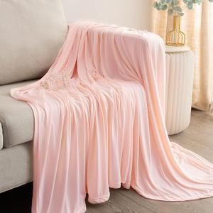LLanCL Cooling Blankets for Hot Sleepers - Extreme Thin Bed Throw Blanket for Summer, Lightweight Cold Blankets,Cool Sheet for Bed,Sofa(Throw Size 50" x 60" Pink)