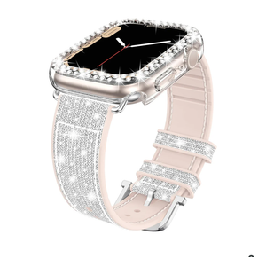 Goton Bling Silicone Band Case Compatible for Apple Watch 40mm with Edge Protector Cover[No Glass], Strap Color Changes with Angle for iWatch SE 3/2/1 Series 6 5 4