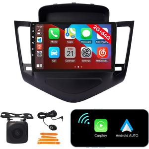 [2G 64G] Android Car Stereo FM Radio Carplay Android Auto 9" Touchscreen Headunit Media Player with Backup Camera for Chevy Cruze 2009 2010 2011 2012 2013 2014 2015