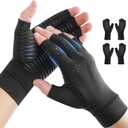 Donfri 2 Pairs Copper Arthritis Compression Gloves Women Men Black (M)