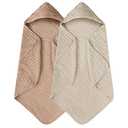 Yoofoss Hooded Baby Towels for Newborn 2 Pack 100% Muslin Organic Cotton Baby Bath Towel with Hood for Babies, Infant, Toddler and Kids, Large 32x32Inch, Soft and Absorbent Newborn Essential