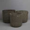 Set of 3 L17.5x16.6 M15x15 S13.5-13.5In Stackable Hand Woven Wicker Storage and Laundry Basket with Handles - Gray and Brown