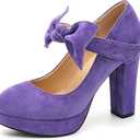 MAIERNISI JESSI Women's Bow Heel Pumps Platform High Heeled Wedding Dress Shoes, Size 38