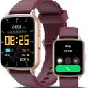 Smart Watch for Men Women-46mm HD AI Voice Assistant Smar twatch (Answer/Make Calls), Heart Rate Tracking, Sleep Monitor, Fitness Tracker, for Android iPhone Samsung Compatible IP68 Smartwatch (Gold+Wine Red)