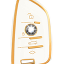 For BMW Key Fob Cover with Keychain for 2 5 6 7 Series X1 X2 X3 X5 X6 X7 Premium Soft TPU Key Fob Holder(Gold-White)