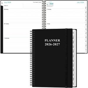 2026-2027 Planner - 8.5" x 11" Weekly Monthly Planner from July 2026 to June 2027 with 12 Monthly Tabs, Inner Pocket, Elastic Closure, Black