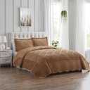 VCNY Home - Full Quilt Set, 3-Piece Plush Bedding with Matching Shams, Elegant Room Decor (Westland Caramel, Full)