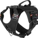ICEFANG GN8 Tactical Dog Harness with 4X Metal Buckles for Large Sized Dogs,Reflective in Training Walking K9 Vest,No-Pull Front Leash Clip,Adjustable Pet Harness (Black, Large (Pack of 1))