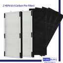 PUREBURG Replacement Filter Set Compatible with Hunter HP600 Tall Tower Air Purifier, 2 H13 HEPA + 4 Activated Carbon Pre-Filters Air Clean Dust VOCs Odor